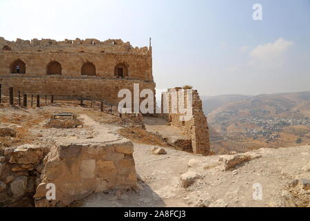 Mamluk Keep and West Wall, Karak Castle, Al Karak, Karak Governorate, Jordanie, Moyen-Orient Banque D'Images