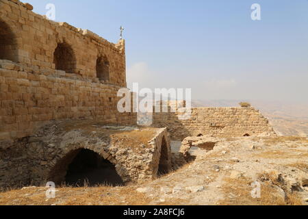 Mamluk Keep and West Wall, Karak Castle, Al Karak, Karak Governorate, Jordanie, Moyen-Orient Banque D'Images