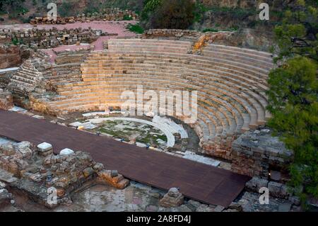 Théâtre Romain - premier siècle avant J.-C., Malaga, Andalousie, Espagne, Europe. Banque D'Images