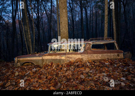 1957 Rambler Custom abandonnés ski Station Wagon - État des forêts récréatives Dupont, North Carolina, USA Banque D'Images