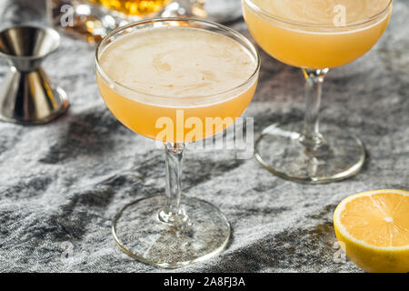 Citron Cocktail Daisy Brandy faits maison avec de l'eau gazeuse Banque D'Images