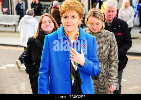 Alloa, UK. Nov 6, 2019. Premier ministre Nicola Sturgeon vu lors d'une campagne électorale de SNP John Nicolson avant les élections générales de 2019. Crédit : Stewart Kirby/SOPA Images/ZUMA/Alamy Fil Live News Banque D'Images