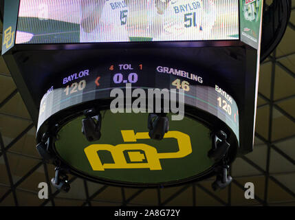 Waco, Texas, USA. Nov 8, 2019. Score final Dame Baylor Bears 120 Dame Grambling Tigers 46 au basket-ball match entre Grambling Tigers et la dame à la Baylor Bears Ferrell Centre à Waco, au Texas. Matthew Lynch/CSM/Alamy Live News Banque D'Images