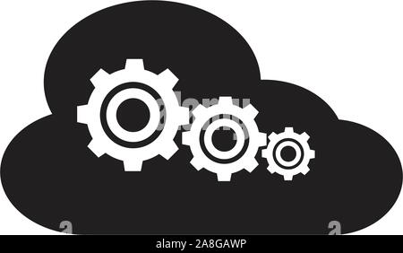 Des paramètres de stockage cloud icône sur fond blanc. télévision style. Le cloud computing icône pour votre web site design, logo, l'app, l'ASSURANCE-CHÔMAGE. Les réglages du cloud storag Illustration de Vecteur