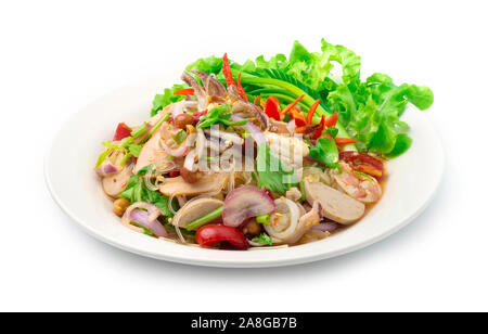 Vermicelle Salade épicée mélangé avec du porc vietnamien Saucesage Saucesage,Porc, crevettes et calmars,Hachis de porc, légumes, bain Spicy Tasty Thai Food Banque D'Images