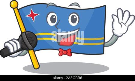 Aruba drapeau en souriant avec cartoon singing Illustration de Vecteur