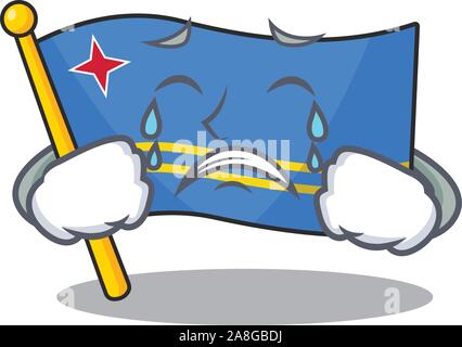 Aruba drapeau en souriant avec cartoon pleurer Illustration de Vecteur