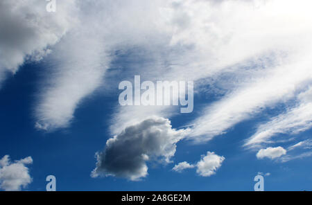 Blanc moelleux cumulus avec cumulostratus formations sur un après-midi de printemps sont en opposition contre le bleu azur du ciel australien de la création d'un design. Banque D'Images