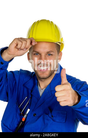 Ein Arbeiter in einem Gewerbebetrieb Handwerker ( Zollstockin ) mit der Hand, 25, 30, ans, MR:Oui Banque D'Images