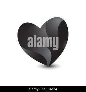 Silhouette de cœur noir logo vector icon isolé sur fond blanc Illustration de Vecteur