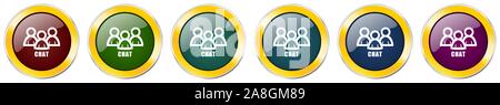 Chat icon set brillant, argent métallisé golden illustrations vectorielles en 6 options pour la conception de sites web et applications mobiles Illustration de Vecteur