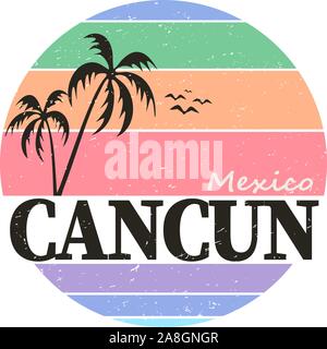 Grunge rubber stamp avec Cancun Mexique texte, vector illustration Illustration de Vecteur