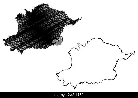 Région d'Och (République kirghize, Kirghizie, régions du Kirghizistan) map vector illustration, scribble sketch carte SST Illustration de Vecteur