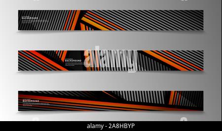 Vecteur de collecte de bannières. abstract background rayé de blanc et de couleur orange. web design, la présentation, la publicité, etc. Illustration de Vecteur