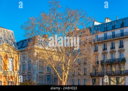 Paris, beau bâtiment, façade parisienne typique dans le Marais, boulevard de Sebastopol Banque D'Images