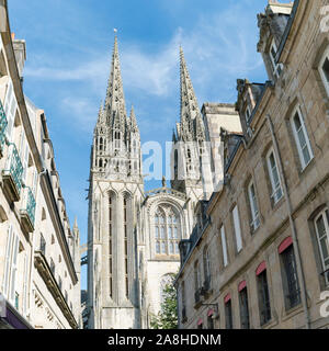 Quimper, Finistère / France - 23 août 2019 : vue de la cathédrale historique de Saint Corentin à Quimper Banque D'Images