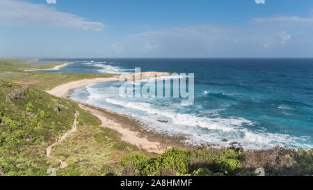 Guadeloupe, panorama de la pointe des Chateaux, beau paysage marin de l'île Banque D'Images