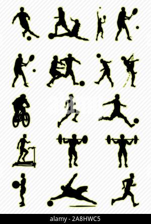 Jeu de silhouettes vecteur de personnes dans les sports Illustration de Vecteur