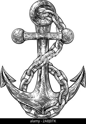 L'ancre de bateau ou navire Dessin Tatouage Illustration de Vecteur