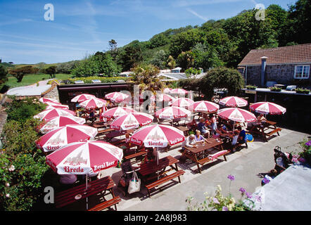 Channel Islands. Guernesey. L'île de Herm. Jardin de bière de Mermaid Tavern. Banque D'Images