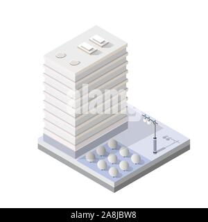 Éléments de design urbain bâtiment avec vue isométrique Illustration de Vecteur