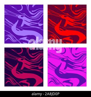 Set background abstrait décoratif style coulant Illustration de Vecteur