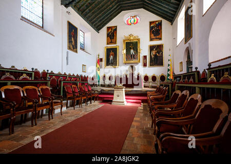 L'Independence Hall ou Salón de la Independencia à la Casa de la Libertad ou Maison de la liberté dans le quartier historique de Sucre, Bolivie Banque D'Images