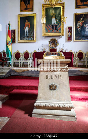 Déclaration de l'indépendance de la Bolivie à l'Independence Hall à la Casa de la Libertad ou Maison de la liberté dans le quartier historique de Sucre, Bolivie Banque D'Images