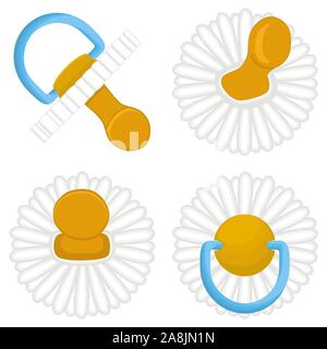 Illustration sur le thème grand ensemble de couleur, les sucettes de bébé avec tétine caoutchouc factice. Les sucettes bébé composé de collection pour nouveau-né, de la bonne tétine factice. Illustration de Vecteur