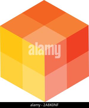 3D isométrique colorée forme géométrique cube puzzle construit. Modèle de conception moderne. Stock Vector illustration isolé sur fond blanc. Illustration de Vecteur