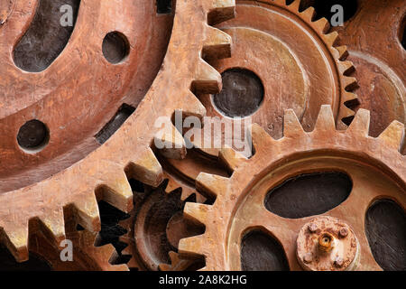 Engrenages et roues grunge créer un background steampunk industriel. Pièces de machine, et de l'équipement mécanique pour faire un joli look grunge. Banque D'Images