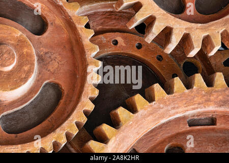 Engrenages et roues grunge créer un background steampunk industriel. Pièces de machine, et de l'équipement mécanique pour faire un joli look grunge. Banque D'Images