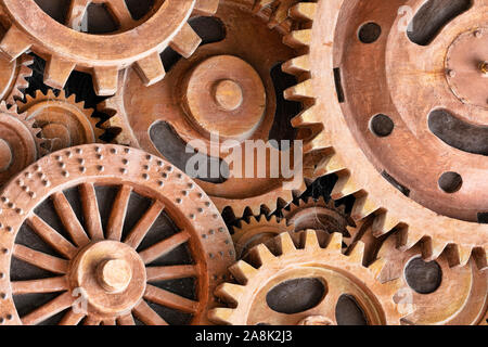Engrenages et roues grunge créer un background steampunk industriel. Pièces de machine, et de l'équipement mécanique pour faire un joli look grunge. Banque D'Images