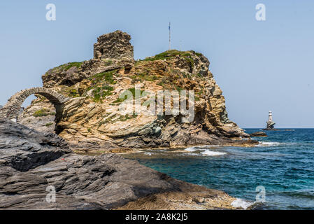 Château de Chora à Andros island, Cyclades Grèce Banque D'Images