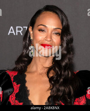 Los Angeles, Californie - Novembre 02, 2019 : Zoe Saldana arrive au LACMA Art  + 2019 Gala du film présenté par Gucci Banque D'Images