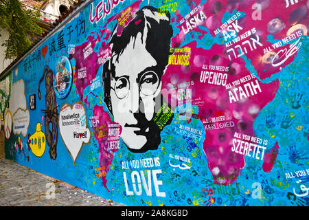 Zed Johna Lennona, Velkoprevorske namesti, Mala Strana (UNESCO), Praha, Ceska Republika / John Lennon wall, Kampa, petite ville (UNESCO), Prague, République Tchèque Banque D'Images