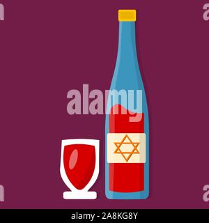 Verre pour vin avec happy hanukkah celebration concept vector illustration Illustration de Vecteur