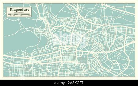 Klagenfurt Autriche Plan de ville en style rétro. Une carte de Noël. Vector Illustration. Illustration de Vecteur