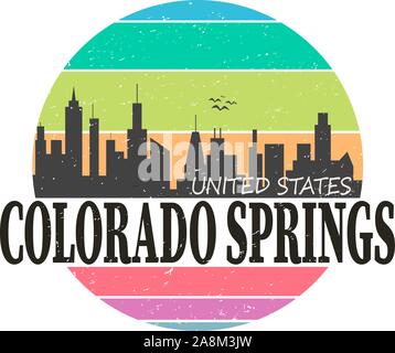 L'étiquette ou de timbres avec texte Colorado Springs, au Colorado, à l'intérieur, vector illustration Illustration de Vecteur