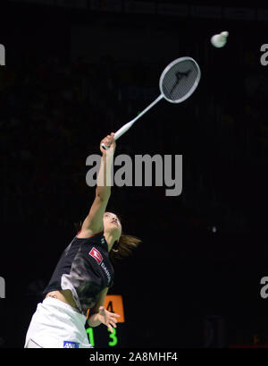 Fuzhou, Chine. 10 Nov, 2019. Nozomi Okuhara du Japon renvoie un projectile pendant féminin match final contre Chen En plus de la Chine à l'Open de Chine 2019 Fuzhou de Fuzhou, sud-est de la Chine, le 10 novembre 2019. Crédit : Il Canling/Xinhua/Alamy Live News Banque D'Images