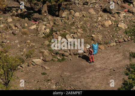 Les femmes transportant des légumes à Tizi aci barka, Maroc. Octobre 2019 Banque D'Images
