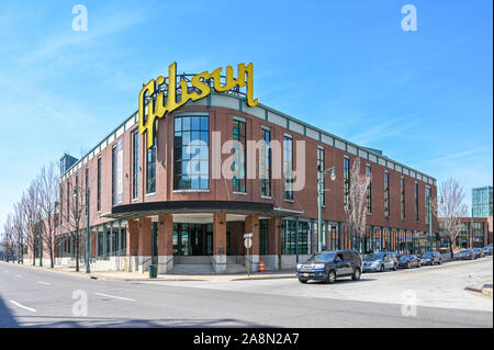 Gibson Guitar factory à Memphis, Tennessee. L'emplacement principal pour la production de guitares a été déménagé à Nashville en 1984. Banque D'Images