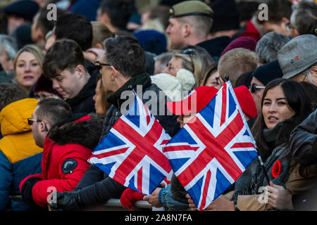 Londres, Royaume-Uni. 10 Nov, 2019. Le Dimanche du souvenir au cénotaphe de Parade Whitehall pour rendre hommage aux victimes de la guerre et, pour la première fois cette année, les victimes du terrorisme. Crédit : Guy Bell/Alamy Live News Banque D'Images