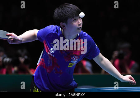 Tokyo, Japon. 10 Nov, 2019. Bien Yingsha de Chine pendant le match final contre le Japon lors de la Coupe du monde par l'ITTF Tokyo 2019 Tokyo au gymnase de la ville de Shinjuku, Tokyo, Japon, le dimanche 10, 2019. À la fin du tournoi l'équipe chinoise prend la victoire dans les deux catégories hommes et femmes. Photo par : Ramiro Agustin Vargas Tabares Crédit : Ramiro Agustin Vargas Tabares/ZUMA/Alamy Fil Live News Banque D'Images