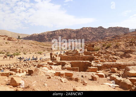 Complexe du temple Qasr Al Bint, Petra, Wadi Musa, gouvernorat Ma'an, Jordanie, Moyen-Orient Banque D'Images