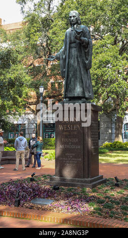 John Wesley Monument à Savannah Banque D'Images