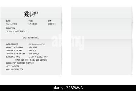 Papier blanc vierge shop vérifier. Modèle d'un projet de supermarché de restaurant Illustration de Vecteur