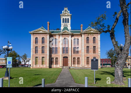 Place de la ville et palais de justice du comté de Wharton historique construit en 1889. Dans la ville de Wharton Wharton County dans le sud-est du Texas, United States Banque D'Images