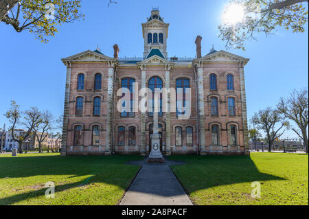 Place de la ville et palais de justice du comté de Wharton historique construit en 1889. Dans la ville de Wharton Wharton County dans le sud-est du Texas, United States Banque D'Images