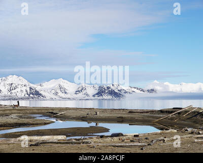 Vues de l'archipel du Spitzberg et l'île de Prince Karls Forland, Svalbard, Norvège Banque D'Images